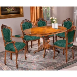 Wohnen Barock Essgruppe mit fünf Stühlen - Ursanna (sechsteilig)