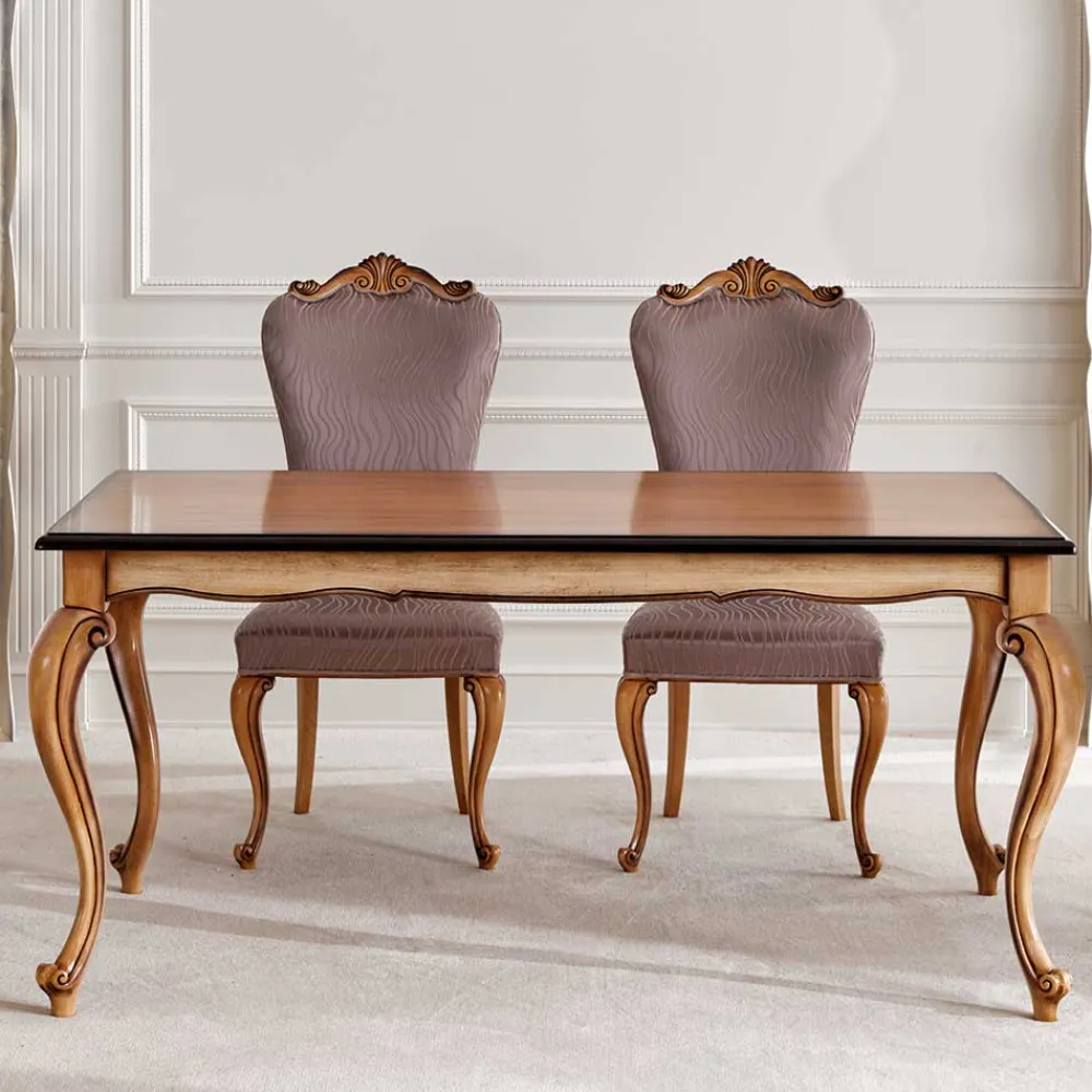 Wohnen Barock Esszimmertisch in Buche Braun - Vuluza