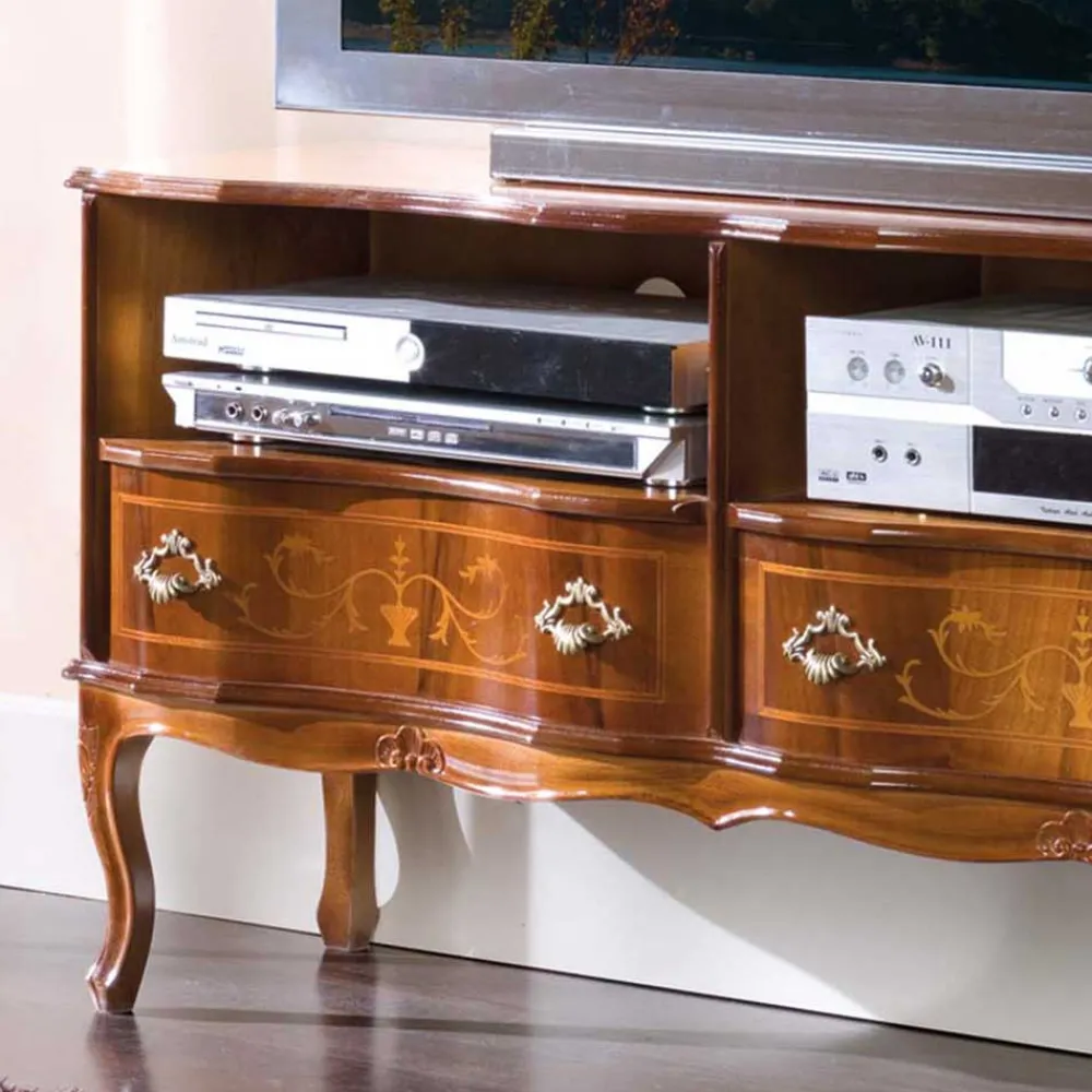 Wohnen Barock Fernseh Tisch mit 2 Schubladen Agosto & 2 Fächern