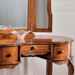 Wohnen Barock Frisierkommode mit Spiegel Agosto in Nussbaum