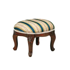 Wohnen Sessel & Hocker|Hocker*Barock Fußhocker in Blau Beige Magari & Nussbaum