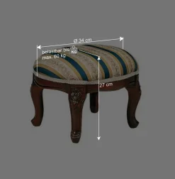 Wohnen Sessel & Hocker|Hocker*Barock Fußhocker in Blau Beige Magari & Nussbaum
