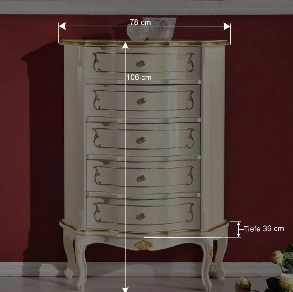 Wohnen Flurkommoden*Barock Hochkommode mit fünf Schubladen - Datalera