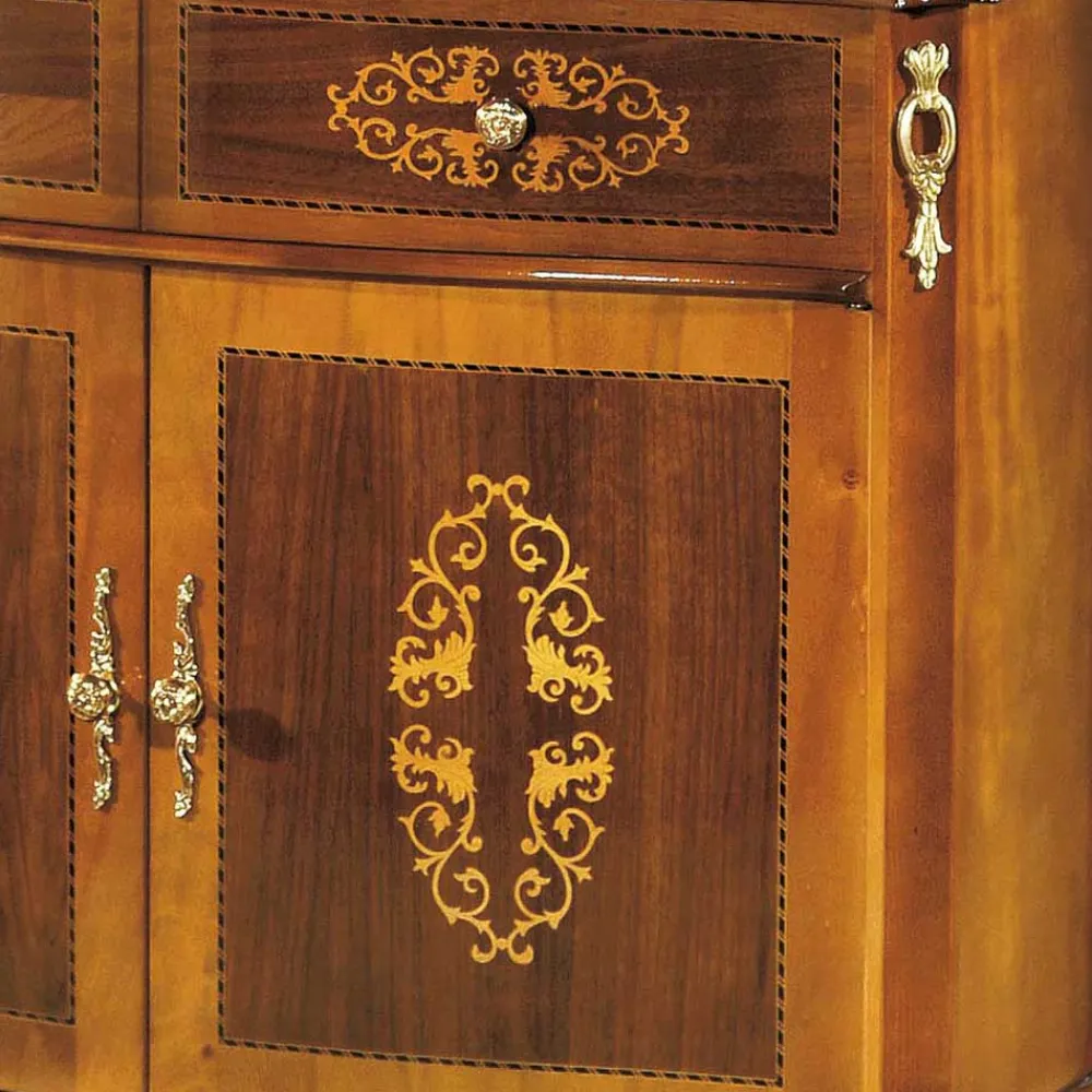 Wohnen Flurkommoden*Barock Kommode mit Intarsien Natale in Nussbaumfarben