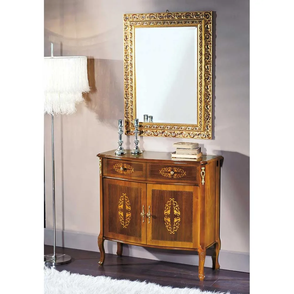 Wohnen Flurkommoden*Barock Kommode mit Intarsien Natale in Nussbaumfarben