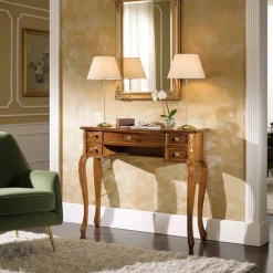 Wohnen Barock Konsolentisch mit 5 Schubladen Natale in Nussbaum