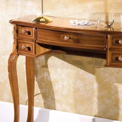 Wohnen Barock Konsolentisch mit 5 Schubladen Natale in Nussbaum