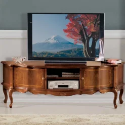 Wohnen Barock Lowboard für Fernseher Dentro in Nussbaumfarben