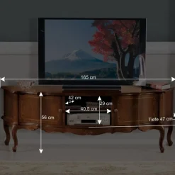 Wohnen Barock Lowboard für Fernseher Dentro in Nussbaumfarben