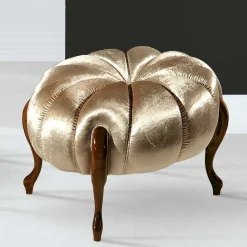 Wohnen Barhocker*Barock Polsterhocker in Gold Stoff schimmernd - Leitha