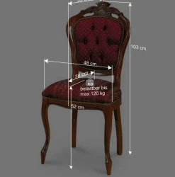 Wohnen Barock Polsterstuhl mit Massivholz Magari & Stoff Rot Gold