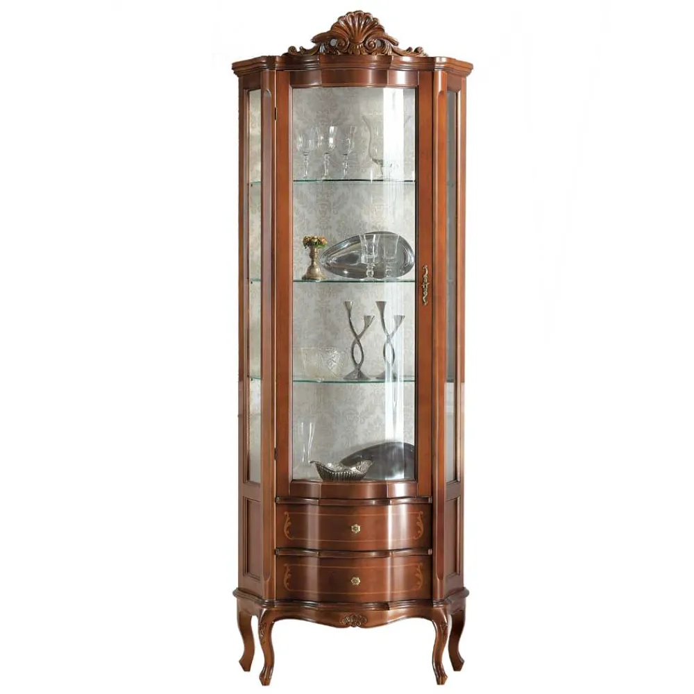 Wohnen Barock Vitrinenschrank mit 2 Schubladen Dentro 80cm breit