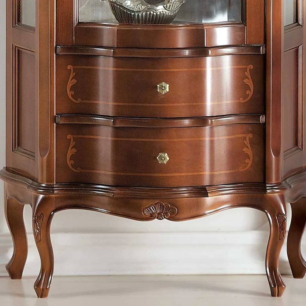 Wohnen Barock Vitrinenschrank mit 2 Schubladen Dentro 80cm breit