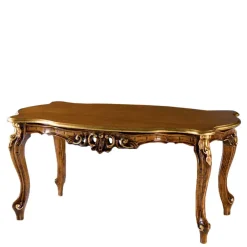 Wohnen Barock Möbel*Barockstil Couchtisch in Buche Braun - Avellina