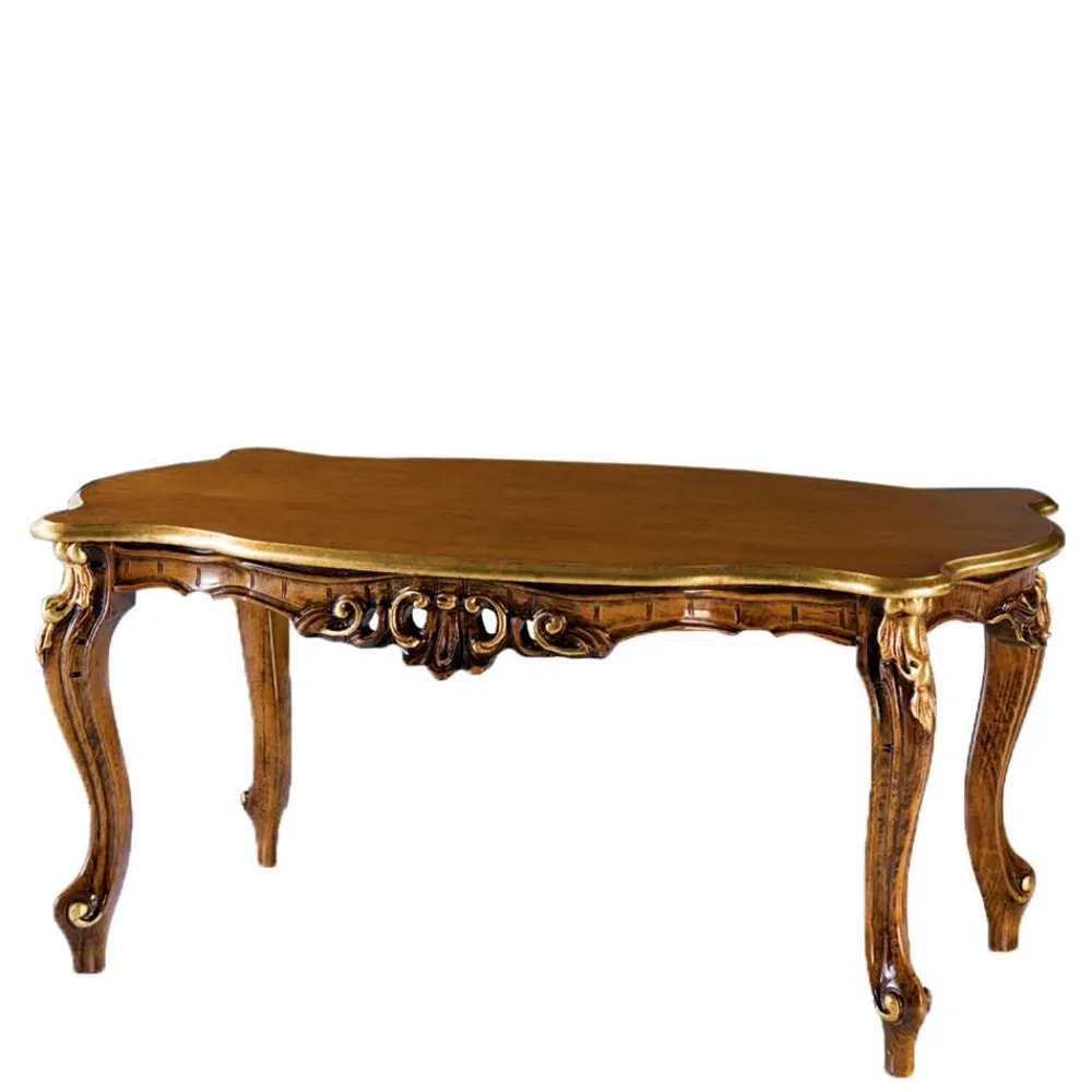 Wohnen Barock Möbel*Barockstil Couchtisch in Buche Braun - Avellina