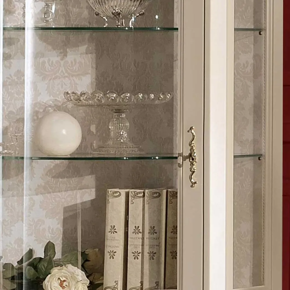 Wohnen Barockstil Vitrine in Weiß & Gold - Datalera