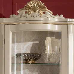 Wohnen Barockstil Vitrine in Weiß & Gold - Datalera