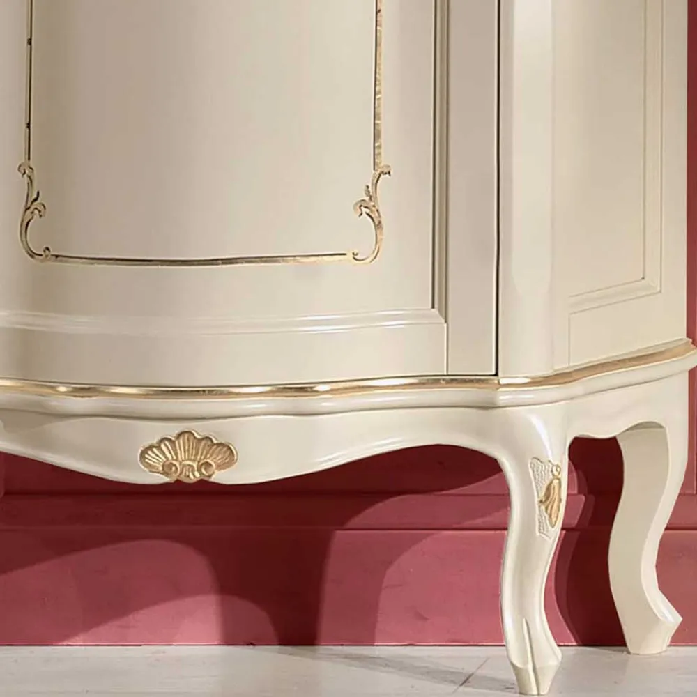Wohnen Barockstil Vitrine in Weiß & Gold - Datalera