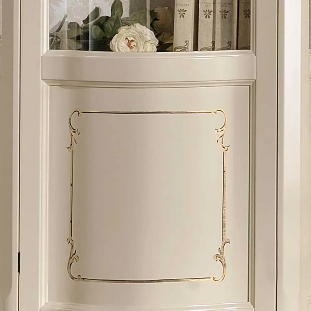 Wohnen Barockstil Vitrine in Weiß & Gold - Datalera