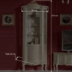 Wohnen Barockstil Vitrine in Weiß & Gold - Datalera