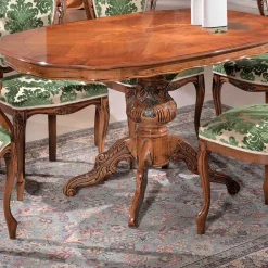 Wohnen Barock Möbel*Barocktisch mit Nussbaum Furnier Magari in Oval 140x90