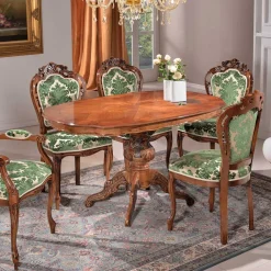 Wohnen Barock Möbel*Barocktisch mit Nussbaum Furnier Magari in Oval 140x90