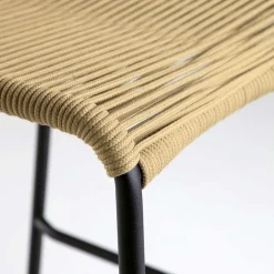 Wohnen Hocker|Barhocker*Barstühle aus Kordel in Hellbraun - Jakarto (4er Set)