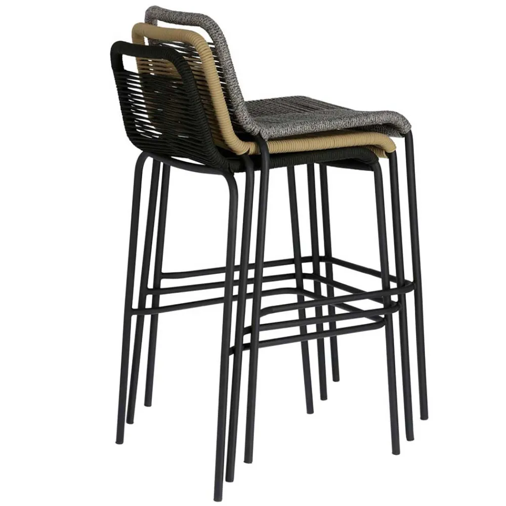 Wohnen Hocker|Barhocker*Barstühle aus Kordel in Hellbraun - Jakarto (4er Set)