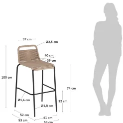 Wohnen Hocker|Barhocker*Barstühle aus Kordel in Hellbraun - Jakarto (4er Set)