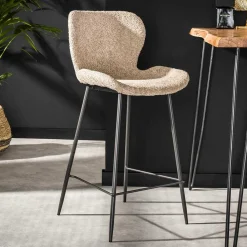 Wohnen Barhocker*Barstühle in Beige Boucle - Vilvia (4er Set)