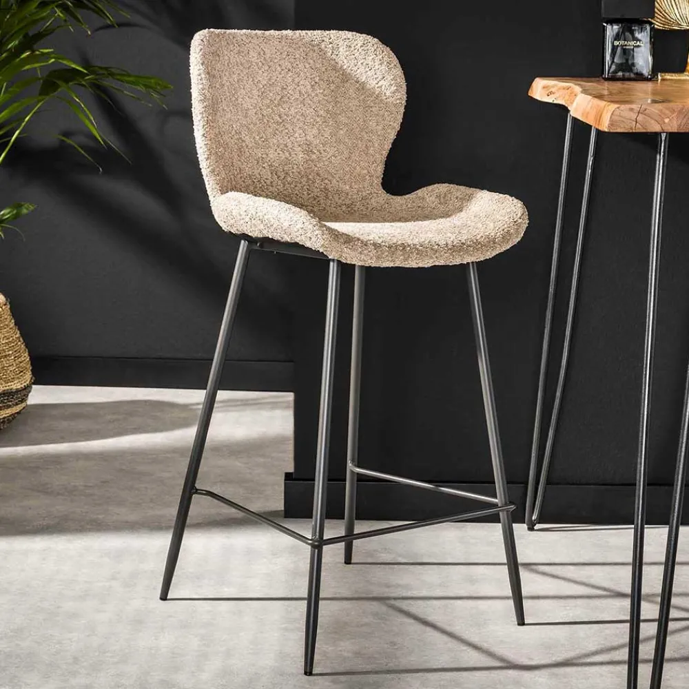 Wohnen Barhocker*Barstühle in Beige Boucle - Vilvia (4er Set)