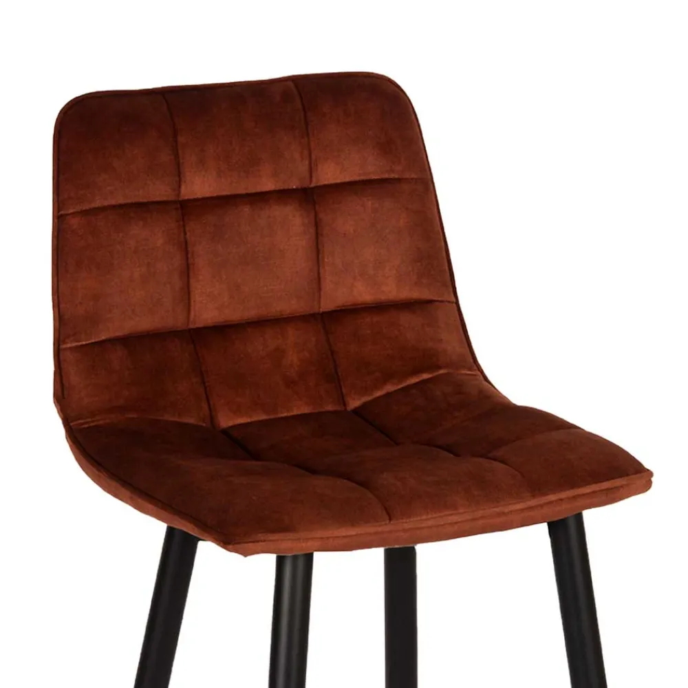Wohnen Stühle|Barhocker*Barstühle in Rost Braun Velours - Susa (2er Set)