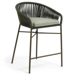 Wohnen Rattanmöbel*Barstuhl aus Geflecht in Dunkelgrün - Madias (4er Set)