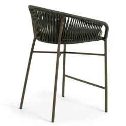 Wohnen Rattanmöbel*Barstuhl aus Geflecht in Dunkelgrün - Madias (4er Set)