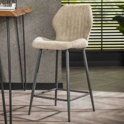 Wohnen Barstuhl in Beige Boucle - Maja (2er Set)