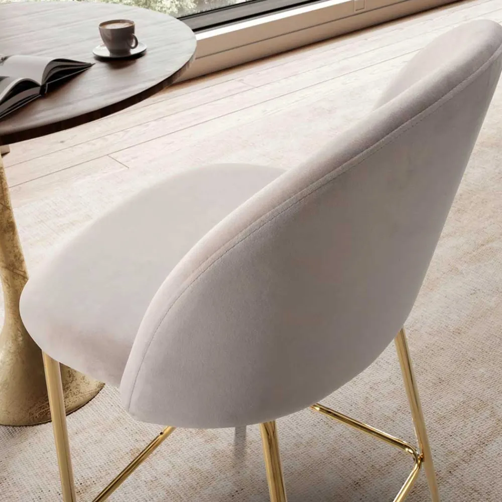 Wohnen Sessel & Hocker|Retro Möbel*Barstuhl in Beige und Gold - Furcios (2er Set)