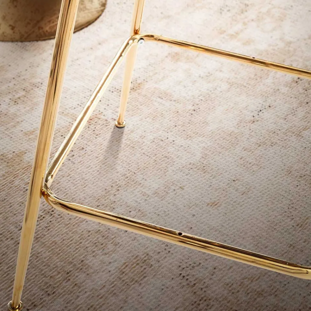 Wohnen Sessel & Hocker|Retro Möbel*Barstuhl in Beige und Gold - Furcios (2er Set)