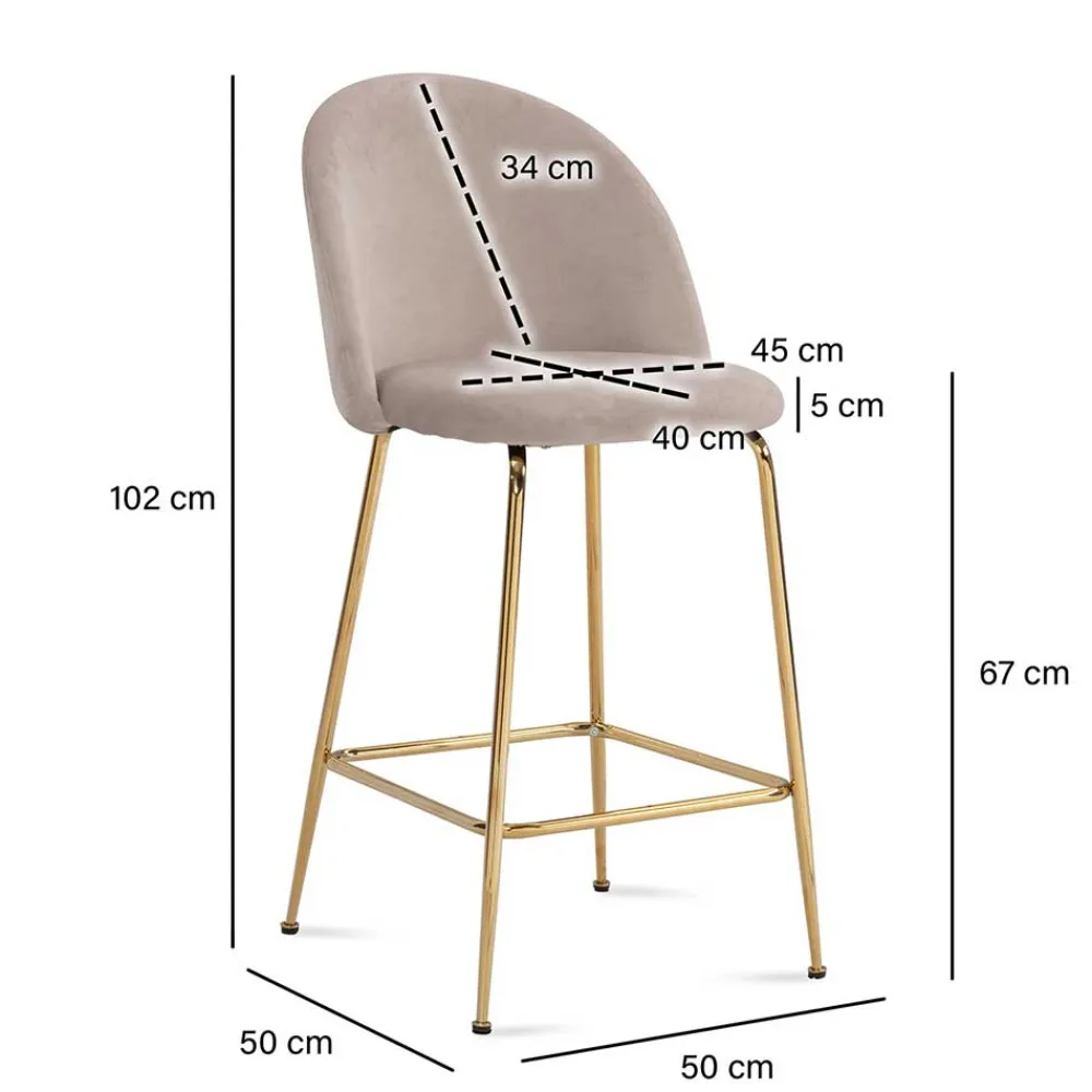 Wohnen Sessel & Hocker|Retro Möbel*Barstuhl in Beige und Gold - Furcios (2er Set)