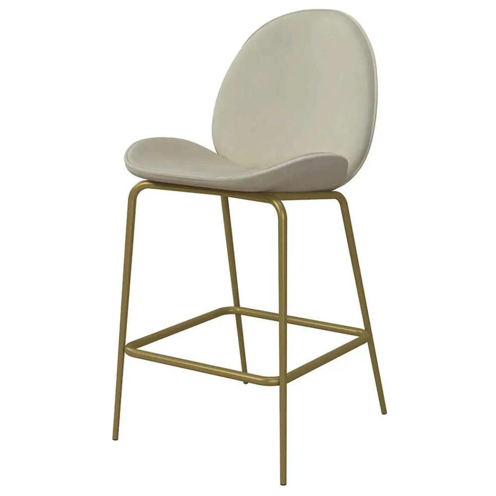Wohnen Barstuhl in Creme mit Messing - Rucia