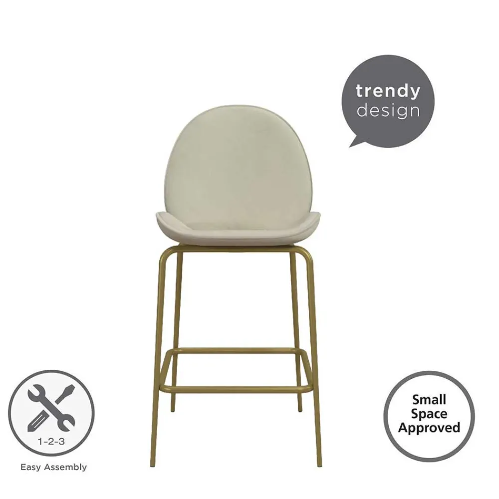Wohnen Barstuhl in Creme mit Messing - Rucia