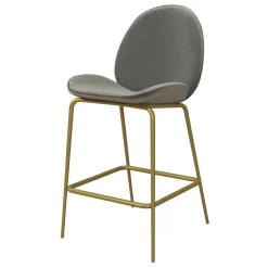 Wohnen Retro Möbel|Barhocker*Barstuhl in Hellgrau und Messing - Loreo