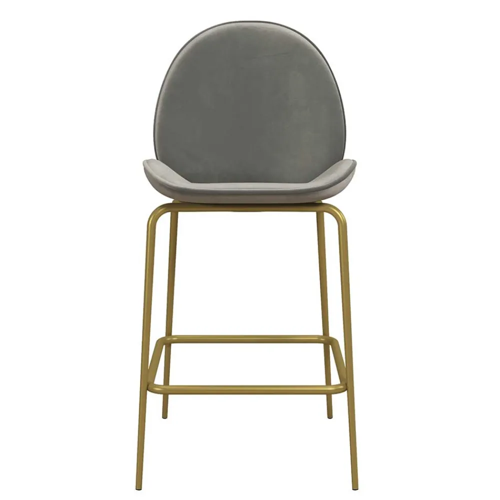 Wohnen Retro Möbel|Barhocker*Barstuhl in Hellgrau und Messing - Loreo