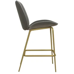 Wohnen Retro Möbel|Barhocker*Barstuhl in Hellgrau und Messing - Loreo