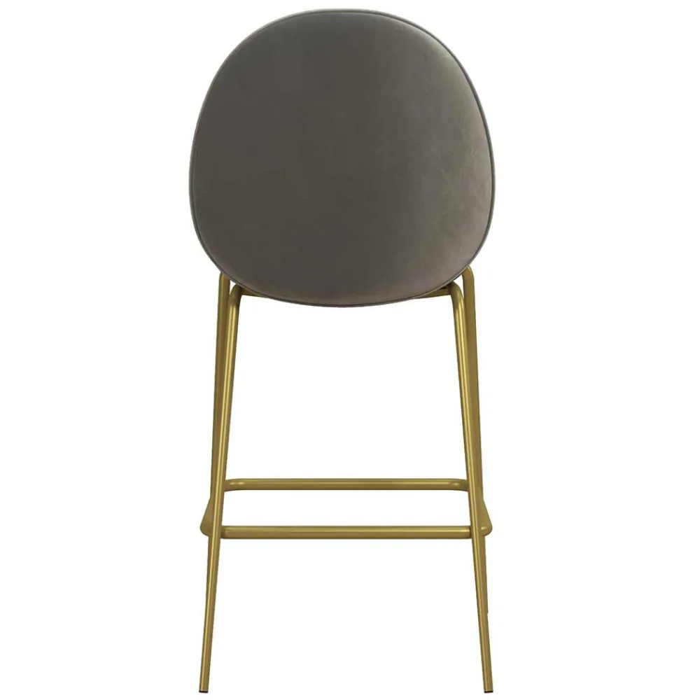 Wohnen Retro Möbel|Barhocker*Barstuhl in Hellgrau und Messing - Loreo