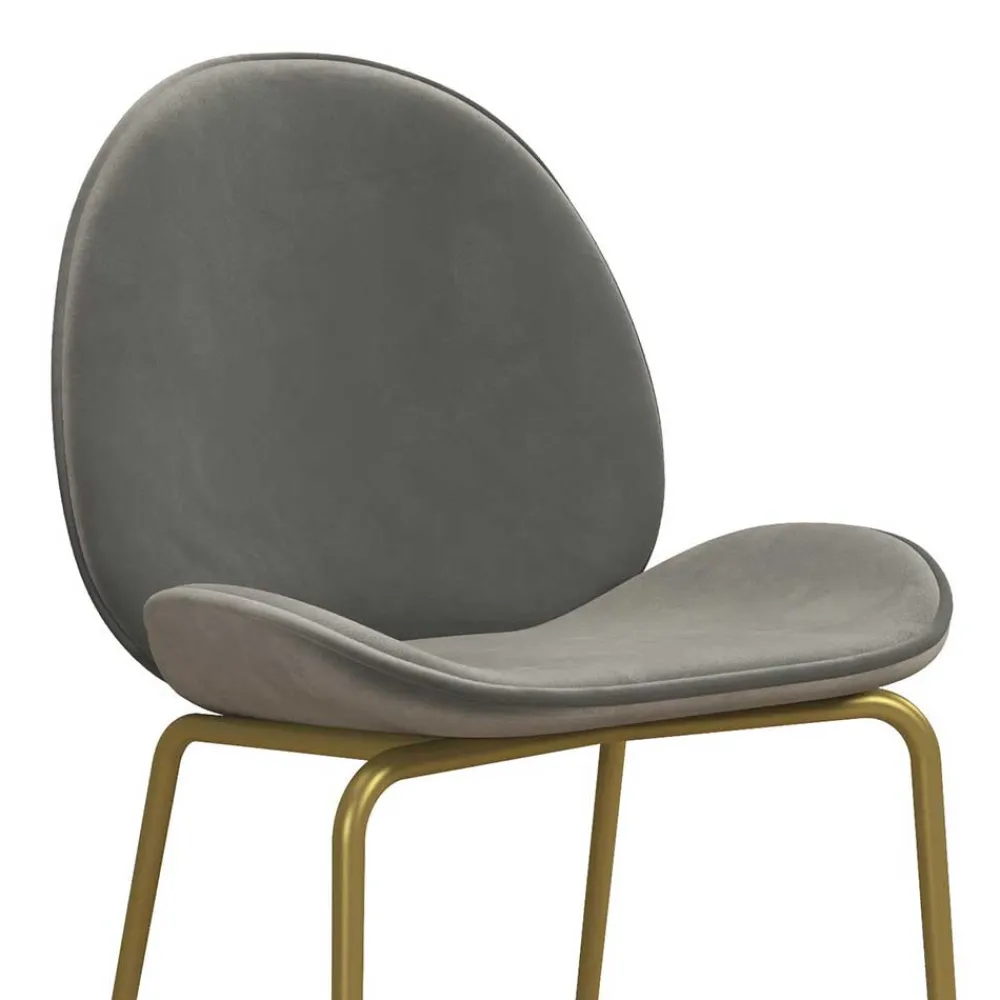 Wohnen Retro Möbel|Barhocker*Barstuhl in Hellgrau und Messing - Loreo