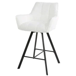 Wohnen Schwarze Möbel|Weiße Möbel*Barstuhl mit Drehgestell in Creme Boucle - Queen (2er Set)