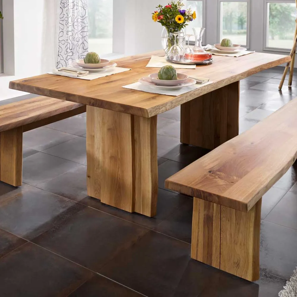Wohnen Naturholzmöbel|Massivholzmöbel*Baumesstisch aus Wildeiche Massivholz - Cantinos