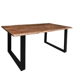 Wohnen Naturholzmöbel|Massivholzmöbel*Baumkante Designtisch aus Akazie in Nussbaumfarben - Ondeon