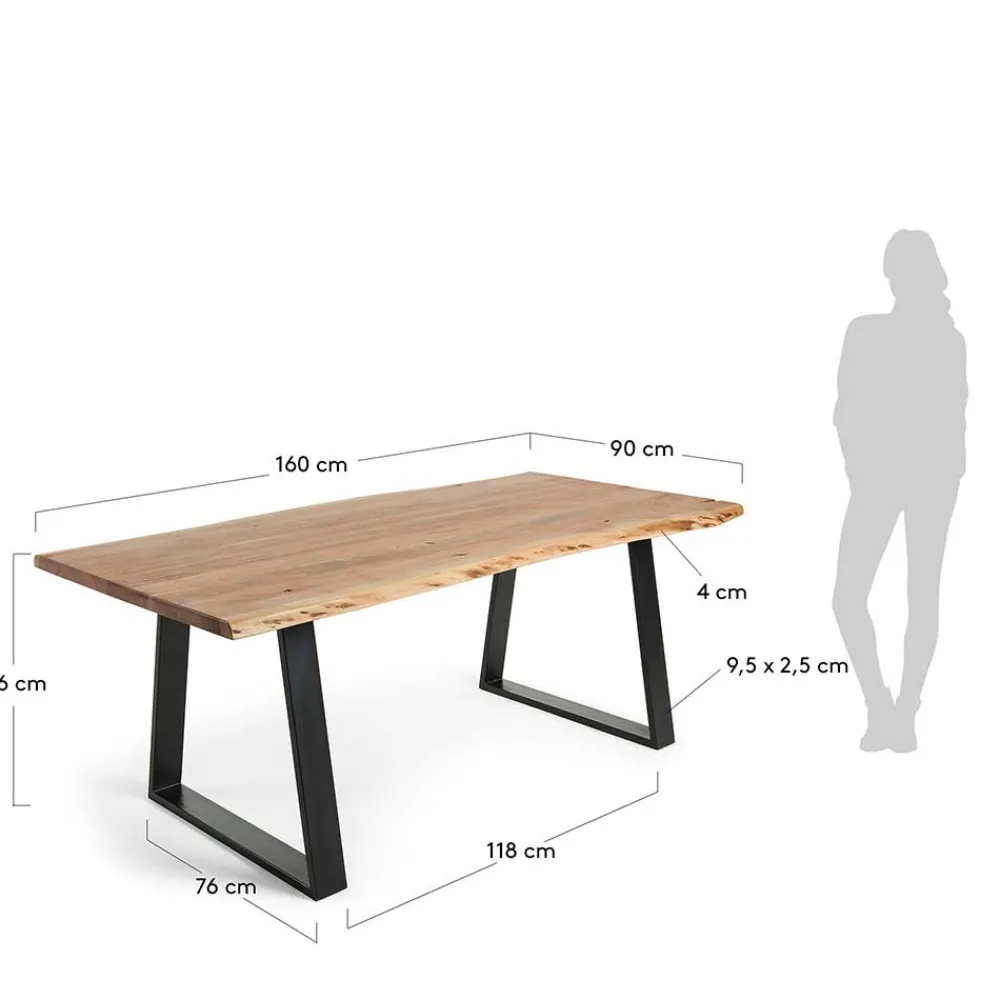 Wohnen Schwarze Möbel|Naturholzmöbel*Baumkante Esstisch aus Akazie massiv - Dumassa