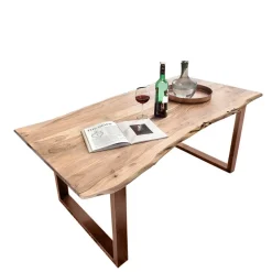 Wohnen Braune Möbel|Loft Möbel*Baumkante Esszimmertisch mit U-Gestell Braun - Jeguta